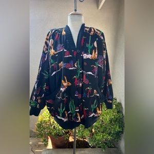 Vintage Southwestern black cotton jacket pockets One size by Papike Wear.